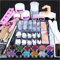 1set Acrylic Powder Glitter Nail Brush False Finger Pump Nail Art Tools Kit Set