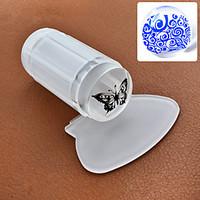 1set Milky White Transparent Nail Art Stamping Stamper Scraper Set 2.8cm Clear Jelly Nail Polish Stamp Manicure Tools