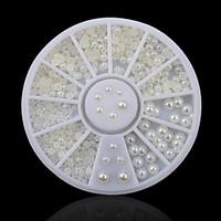 1wheel Natural White Half Pearls 3d Nail Art Decorations