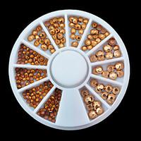 1wheel Mix Sizes Gold Rhinestones 3d Nail Art Decorations