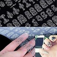 1x 108 PCS 3D Silver Flower Nail Art Stickers