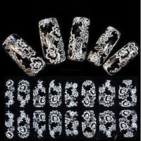 1x16PCS Imbue 3D Diamond Transparent White Lace Nail Art Ultrathin Stickers QJ-27