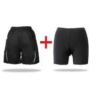 2 in 1 Leisure Shorts + Gel 3D Padded Cycling Underwear Loose Bicycle Bike MTB Pants