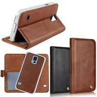 2 In 1 Top Quality Genuine Leather Wallet Case with Stand Cover for Samsung Galaxy S5