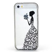 2-in-1 Butterfly Skirt Pattern TPU Back Cover with PC Bumper Shockproof Soft Case for iPhone 5/5S