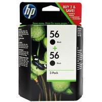 2 pack of hp no 56 black print cartridges