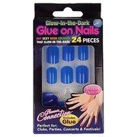 2 Packs Of Glow In The Dark Uv Coloured False Nails With Glue (blue)