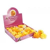 2 x scrubby duck body puff rubber duck 1 x orange 1 x yellow bath spon ...