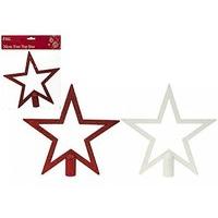 2 20cm Tree Top Star Red & White Assorted