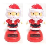 2 x novelty solar buddee dancing wobbling santa desk christmas decorat ...