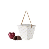 2 Chocolates in a Cream and Gold Dotty Box