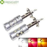 2 x H1 P14.5S 50W 10xCREE LED White / Red / Yellow / Cold White 3100LM 6500K for Car Fog Light AC / DC 12-24V