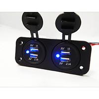 2 hole panel dual usb car charger socket