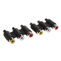 2 x 3 rca ff av audio video coupler adapter