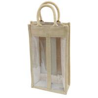 2 Bottle Jute Bag with Window