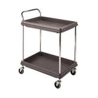 2 tier black w984xd689xh1041mm deep ledge trolley 375054