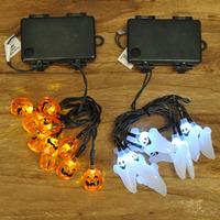 2 x Sets of 10 LED Halloween String Lights - Pumpkin & Ghosts (Battery) by Smart Solar