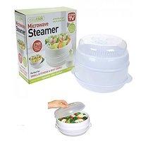 2 Tier Microwave Cooker Steamer Vegetables Rice Pasta Healthy Cooking Pot Pan