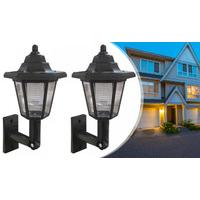 2 x outdoor solar powered led wall lanterns