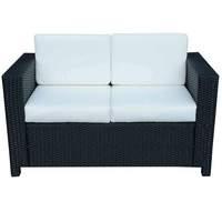 2 Seater Garden Rattan Sofa Chair in Black