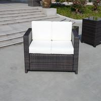 2 Seater Garden Rattan Sofa Chair in Mixed Brown