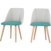 2 x Lule Dining Chairs, Emerald Green and Hail Grey