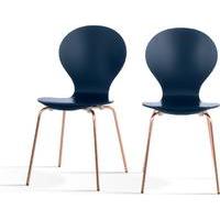 2 x Kitsch Dining Chairs, Blue and Copper