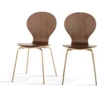 2 x kitsch dining chairs walnut and brass