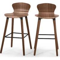 2 x Edelweiss Bar Chairs, Walnut and Black