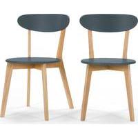 2 x Fjord Dining Chairs, Oak and Blue
