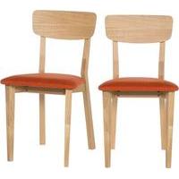 2 x jenson dining chairs oak and retro orange