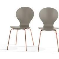 2 x Kitsch Dining Chairs, Willow Grey and Copper Legs