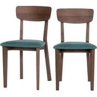 2 x Jenson Dining chairs, Dark Stain Oak and Mineral Blue