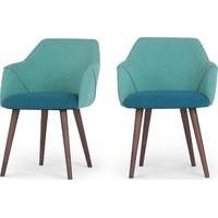 2 x Lule High Back Carver Dining Chairs, Mineral Blue and Emerald Green
