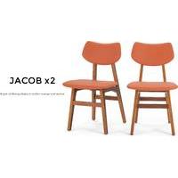 2 x Jacob Dining Chairs, Amber Orange and Walnut