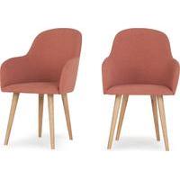 2 x Stig High Back Carver Dining Chairs, Dusk Pink and Oak