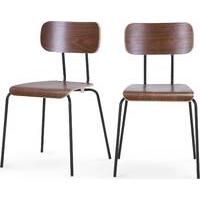 2 x Haywood Dining Chairs, Walnut and Black