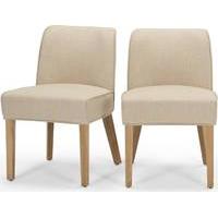 2 x Falan Dining Chairs, Biscuit Beige with Natural Oak Leg