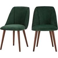 2 x Lule Dining Chairs, Pine Green Velvet
