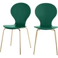 2 x Kitsch Dining Chairs, Racing Green and Brass