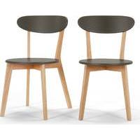 2 x Fjord Dining Chairs, Oak and Grey