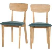 2 x Jenson Dining chairs, Oak and Mineral Blue