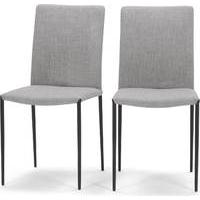 2 x Braga Dining Chairs, Cathedral Grey with Black Powdercoated Legs