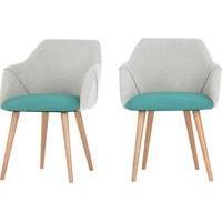 2 x Lule High Back Carver Chairs, Emerald Green and Hail Grey