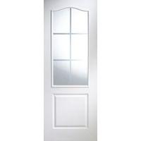 2 Panel Arched Pre-Painted White Woodgrain Glazed Internal Door (H)1981mm (W)686mm