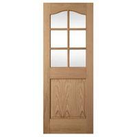 2 panel arched oak veneer glazed internal door h1981mm w838mm