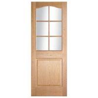 2 panel arched oak veneer glazed internal door h1981mm w762mm