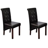 2 pcs Artificial Leather Wood Brown Dining Chair