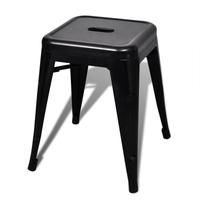 2 pcs Black Stackable Small Metal Stool