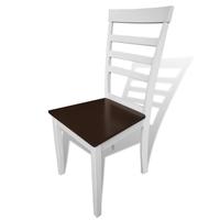 2 pcs Brown White Solid Wood Dining Chairs
